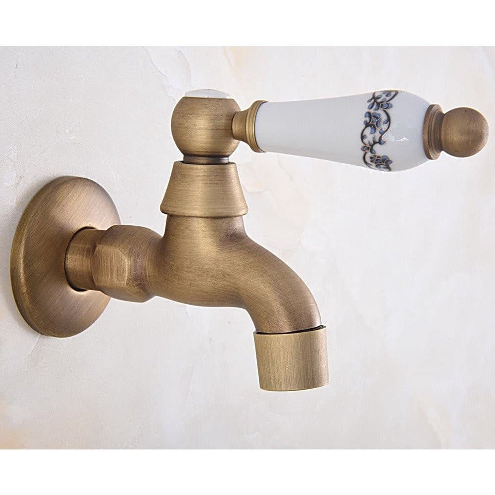 Torneira de Latão Antiga Vintage para Banheiro, Montada na Parede, Monocomando, Água Fria, para Pia de Cozinha, Jardim 3