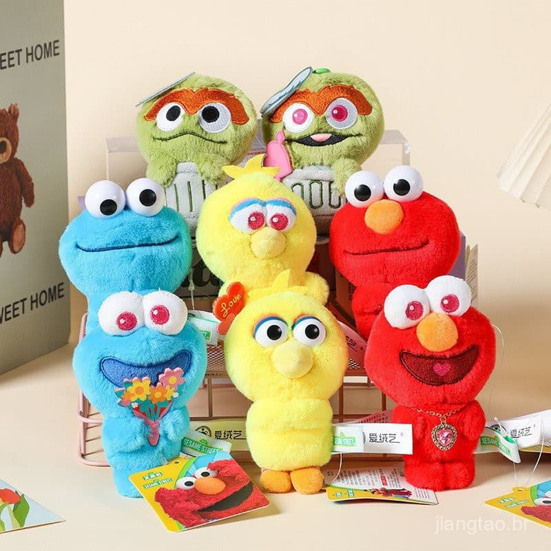 Brinquedo de Pelúcia Estranho Elmo da Vila Sésamo, Grande Pássaro, Bolo Doce, Pingente de Mochila Fofo, Chaveiro