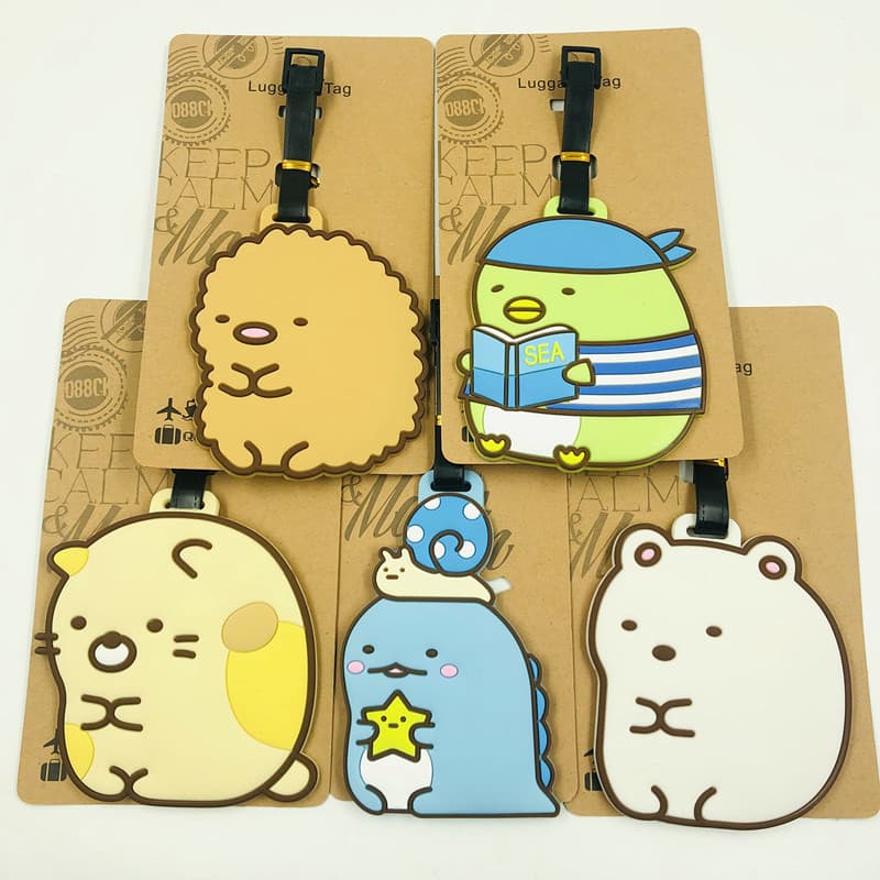 Etiqueta de bagagem de Silicone de Animal fofo, mala de embarque, pingente de mala de desenho animado, enfeites de mala