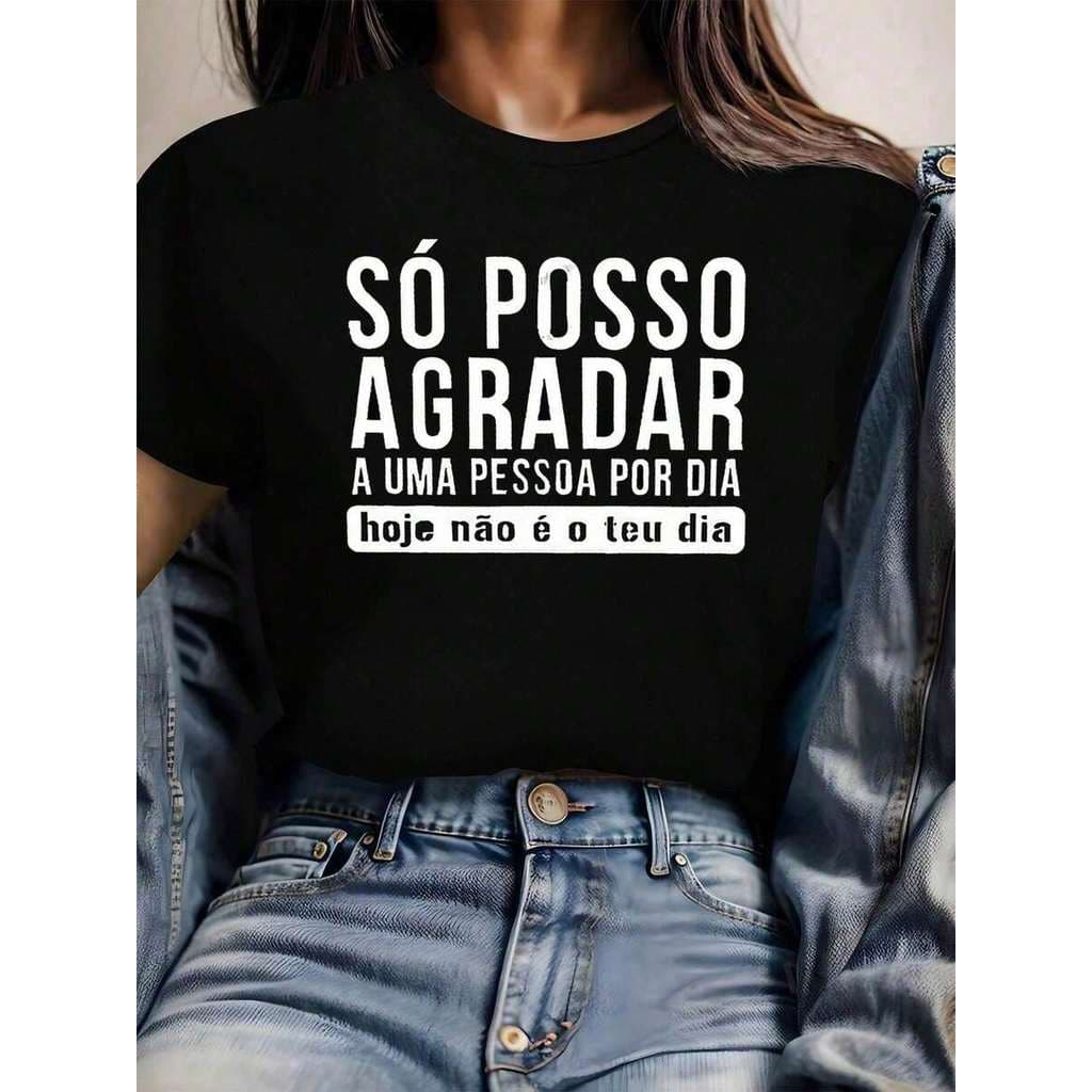 Camiseta Feminina Gospel Frase Cristã 100% Algodão Manga Curta Estilosa Casual