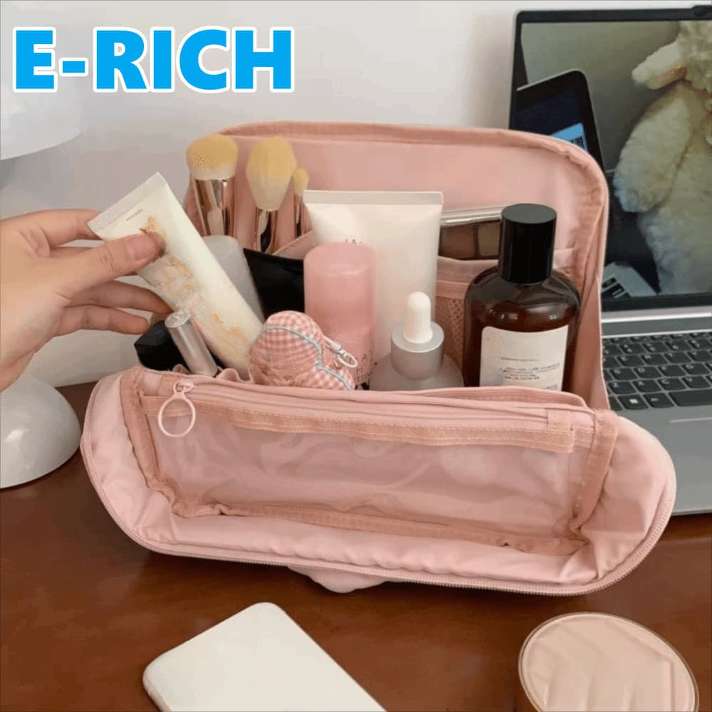 ERICH1 Bolsa De Maquiagem Feminina , Armazenamento Multifuncional De Cor Sólida Para Cuidados Com A Pele Bagagem De Viag