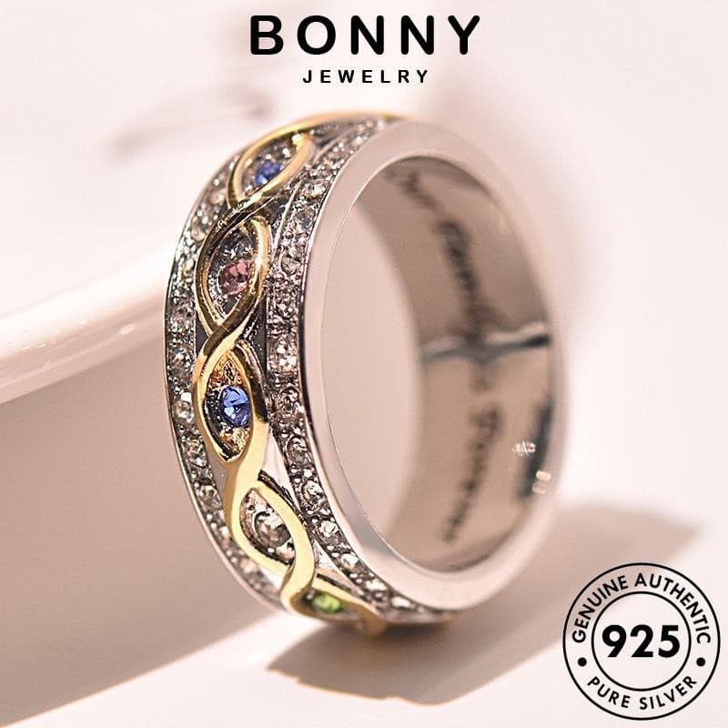 BONNY JEWELRY Anéis Mulher Prata 925 Cruz De Safira Retro Original R86