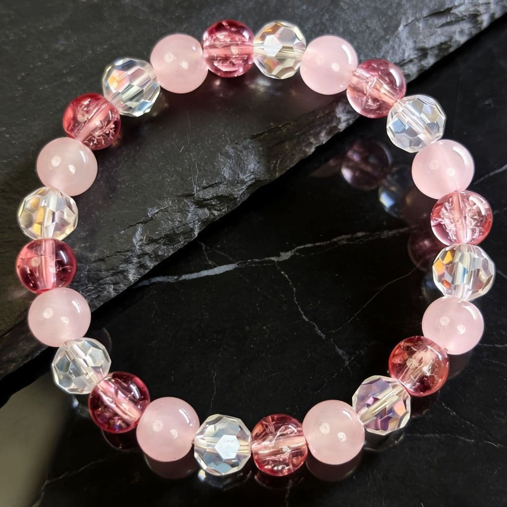 Novo estilo pulseira de cristal rosa moda sorte flor de pêssego Commuter All-Match