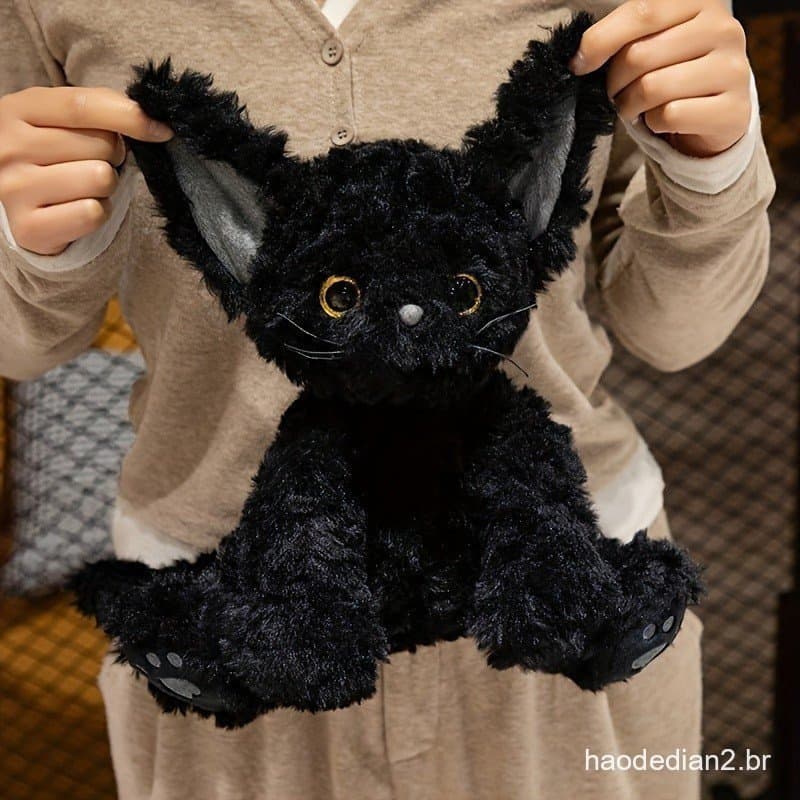 25 cm preto gato travesseiro de brinquedo de pelúcia Devon Rex boneca Natal presente de aniversário para crianças