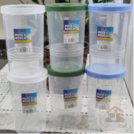 Kit Pote Rosca 750 ml Transparente de Plástico