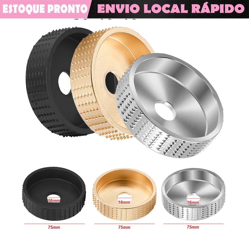 KIT 16mm de Discos Desbaste Madeira Profissional Cilíndrico Esmerilhadeira 75mm