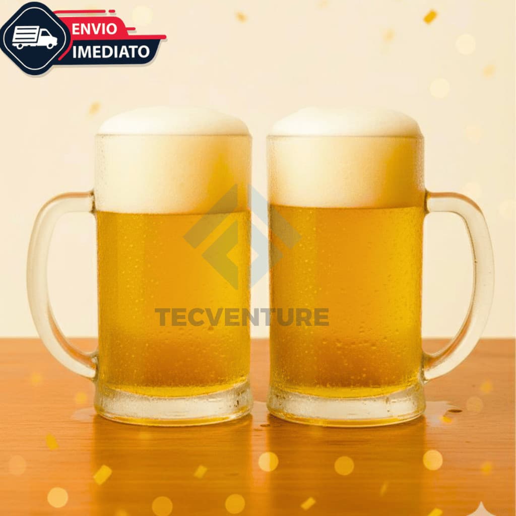 Kit 2 Canecas De Vidro 390ml Para Chopp Cerveja Drinks Refrigerante Suco Cha Gelado Resistente Versatil Elegante