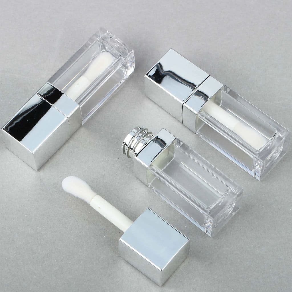 10/20/30 Pçs Prata Quadrado 8ml Tubos Vazios De Brilho Labial Esconder Com Varinha Haste Recipiente Frascos Usados Para