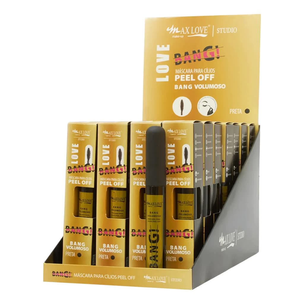 Box C/ 28 Máscaras Cílios Peel Off Bang Volumoso 20 Max Love
