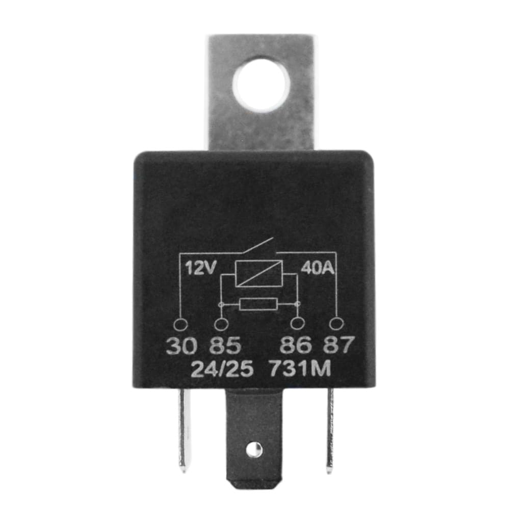 Relé Auxiliar Universal 40A 12V Automotivo 4 Pinos C/Suporte