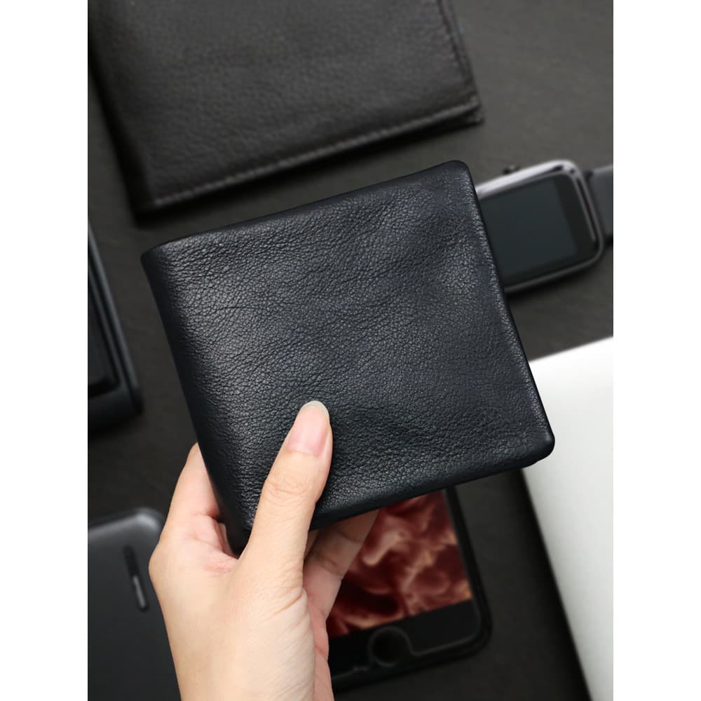Carteira de couro de primeira camada macia masculina carteira de couro curto Multi-cartão bolsa de moedas moda carteira