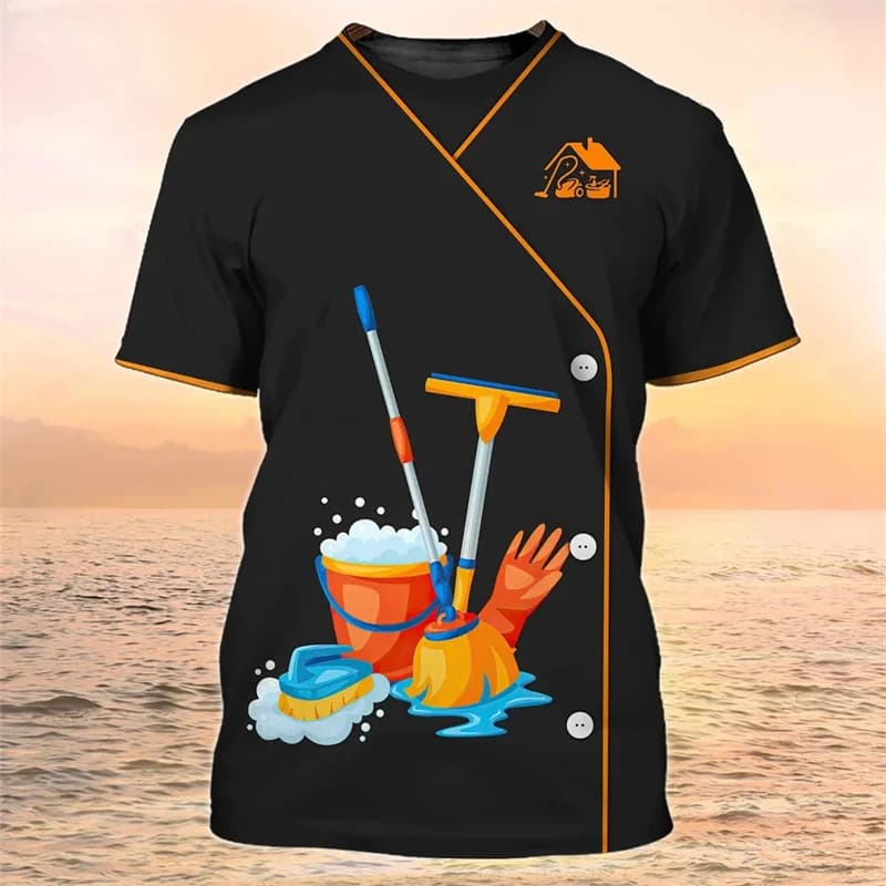 Novas Ferramentas De Limpeza Impressão 3d Camiseta Mulher Homem Casa Limpador Cosplay Harajuku T Camisas Oversized O Pes