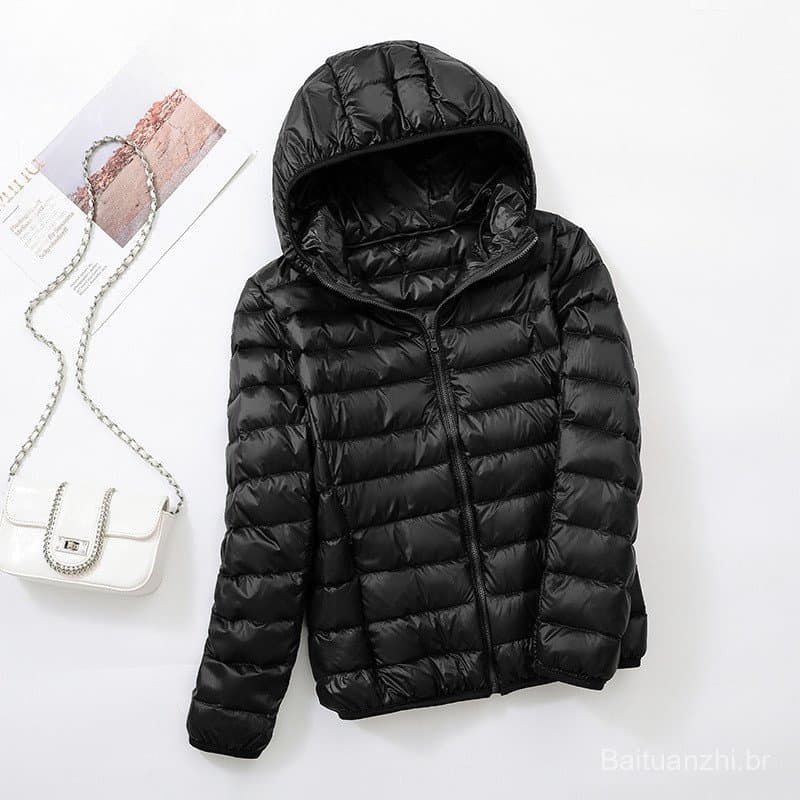 Casaco de plumas Uniqlo, roupa de plumas, chapéu, casaco de plumas feminino leve e quente RV7F