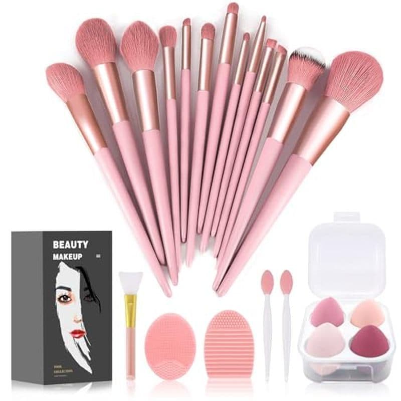 Koccido Pincéis De Maquiagem 22 Peças Kit , Pincel De Base Conjunto De Sombra (Verde , De Grande)