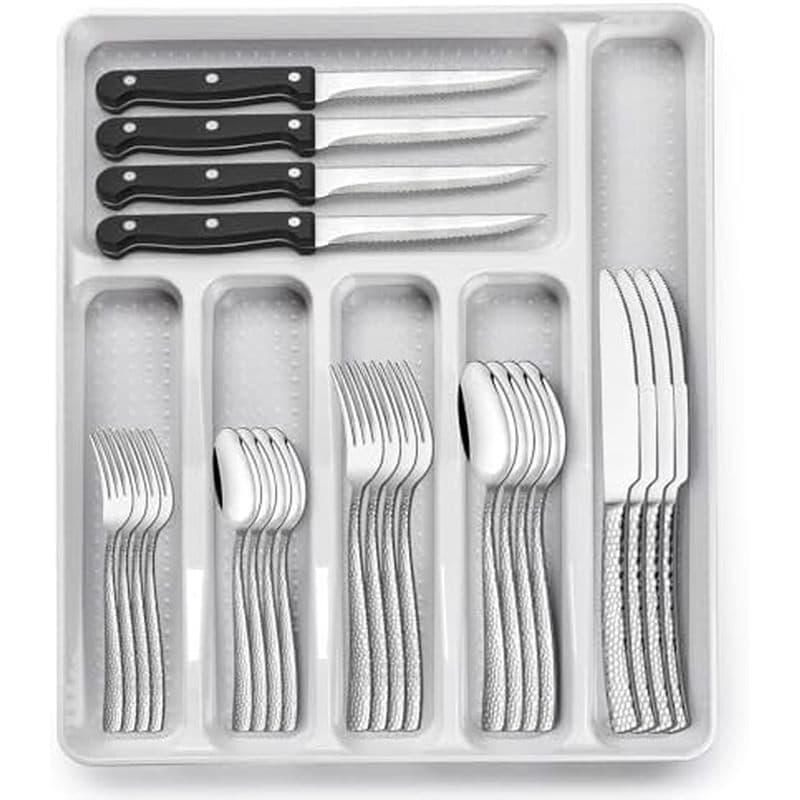 Conjunto De Talheres De 49 Peças Com Organizador , Aço Inoxidável Resistente Para 8 , Conjuntos De Utensílios Facas De B