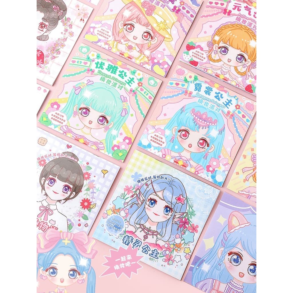 Vestir-se adesivos crianças meninas brinquedos linda princesa vestir-se adesivos dos desenhos animados personagem antigo