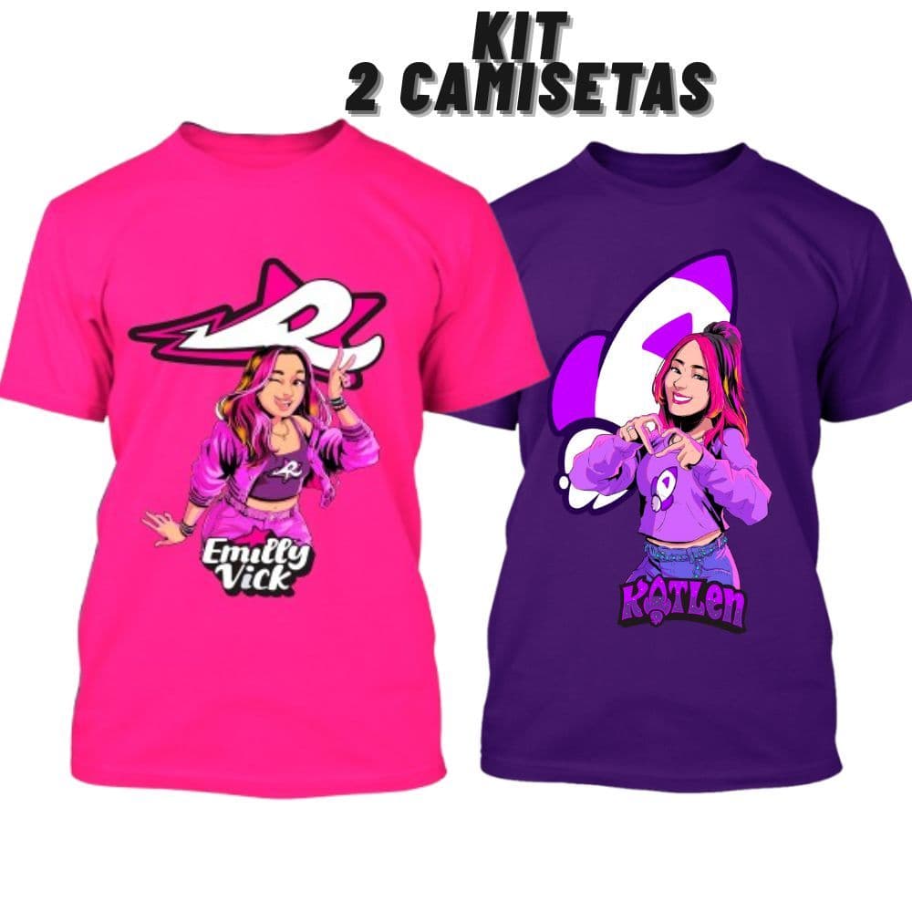 Kit 2 Camisetas Camisas Blusas Meninas Emilly Vick Ketlen Nova Coleção 2026 100% Algodão