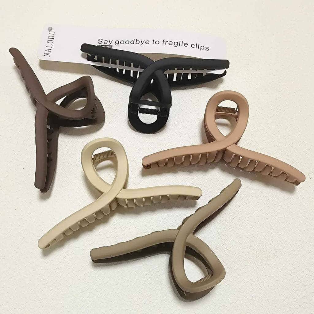 Presilhas de cabelo de 5 polegadas, presilhas extra grandes antiderrapantes com acabamento fosco, adequadas para mulhere