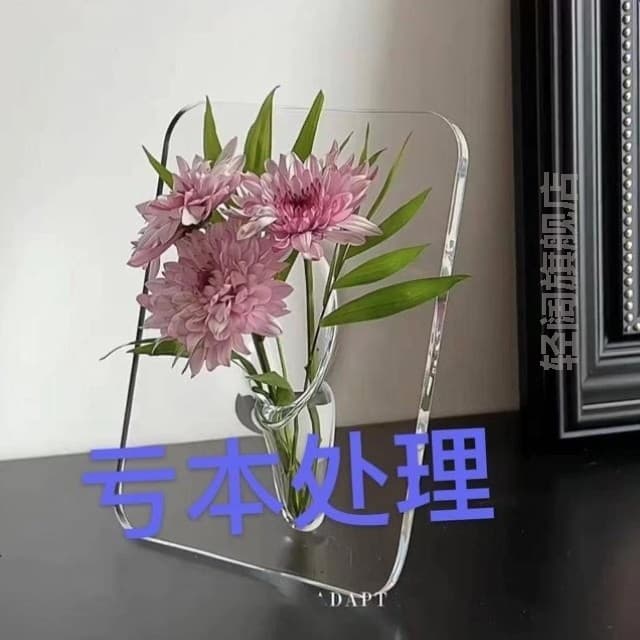 Vaso de moldura de foto acrílica Ornamentos transparentes Sala de estar Arranjo de flores Arranjo de flores de aquicultu