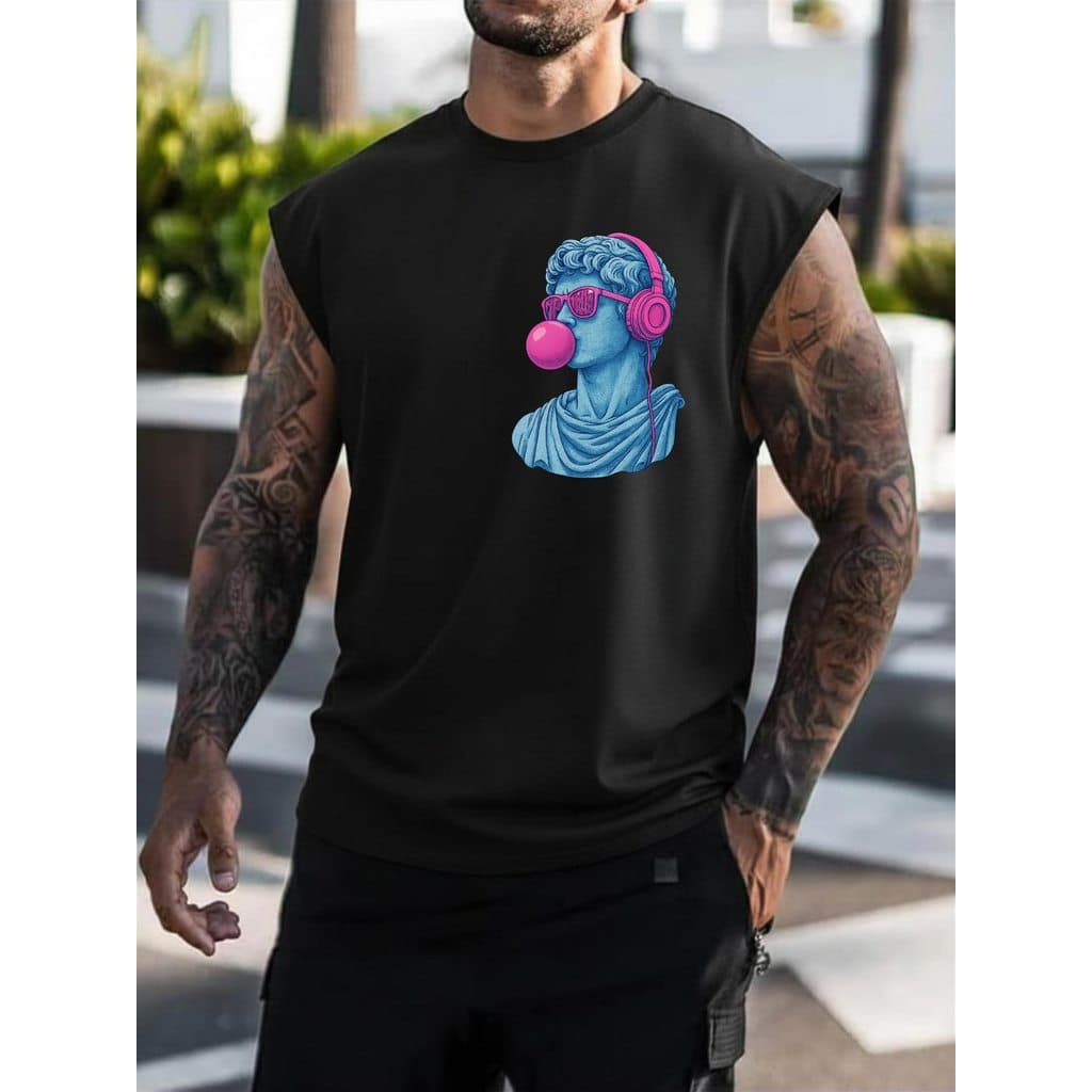 Regata Machão Masculina Estátua Grega Filosofia Camiseta Cavada 100% Algodão Verão