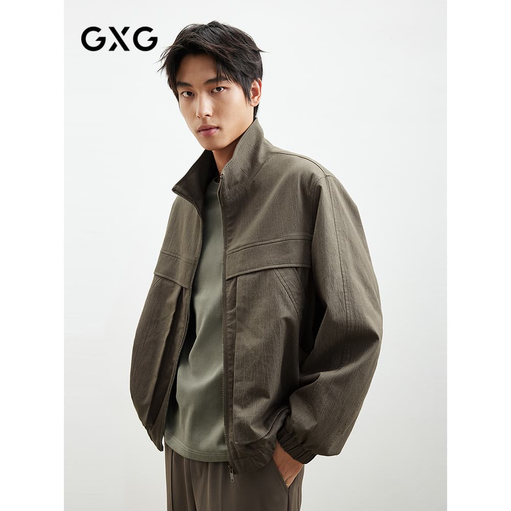 GXG Contorno Masculino Casual Estilo Cargo Jaqueta Harrington Jaqueta Gola Jaqueta Masculina Outono Venda Quente