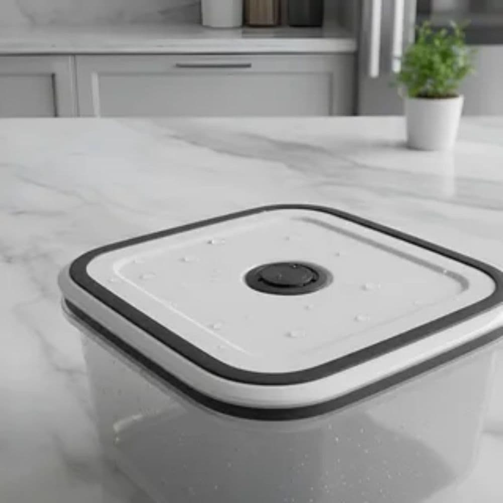 Conjunto 5 Potes Herméticos Quadrados com Tampa – Vedação a Vácuo BPA Free Freezer Micro-ondas
