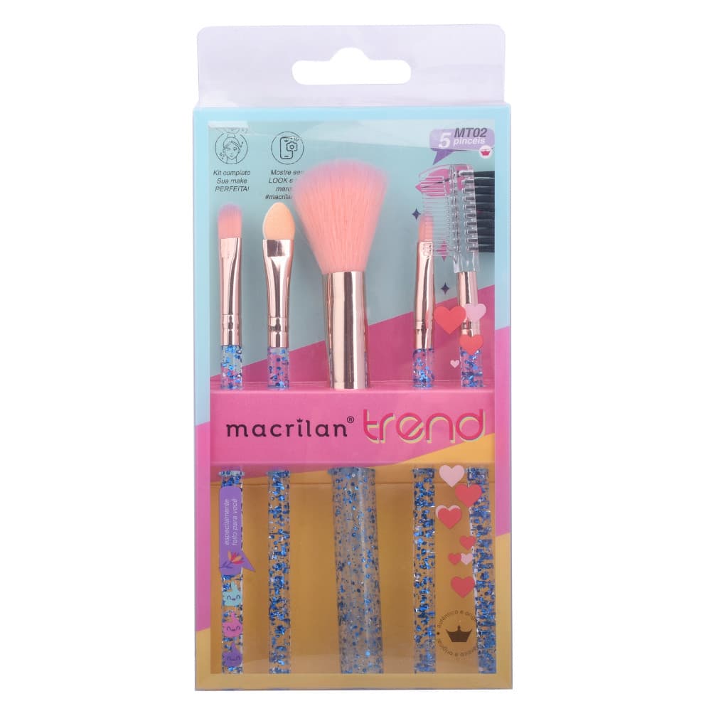 KIT TREND COM 5 PINCÉIS MACRILAN LINHA TREN JUVENIL KIDS MAKE