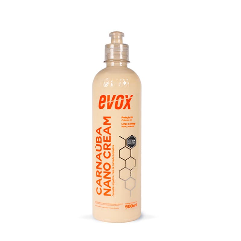CERA CARNAUBA NANO CREAM AUTOMOTIVA BRILHO E LIMPEZA 500ML EVOX AUTOMOTIVE