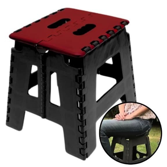 Banqueta Banquinho Dobrável De Plástico Até 100 Kg Resistente Para Viagem