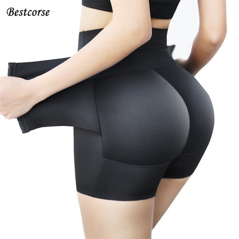 Bestcorse Calcinha Curta Aumentar Com Bunda Acolchoada Cintura Alta Cinto Apertado Sem Costura Controle De Barriga Amort