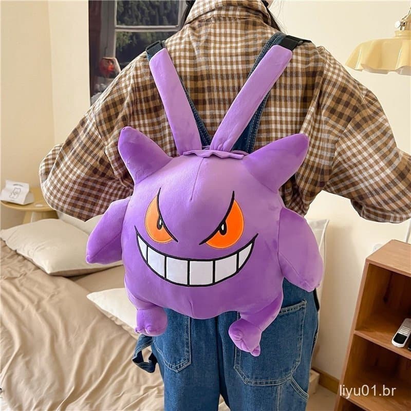 Pokemon 2023 Geng Gui Mochila De Pelúcia Púrpura Casal De Estudantil De Alta Capacidade Anime Bonita