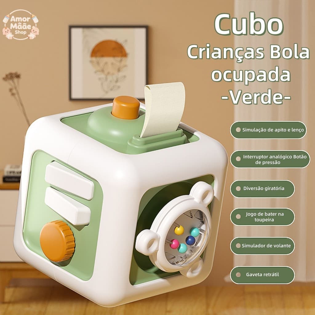 Fashional Brinquedo Sensorial 6 Em 1 Baby Busy Board Cube Montessori Brinquedos Sensoriais para Crianças Anti Estress