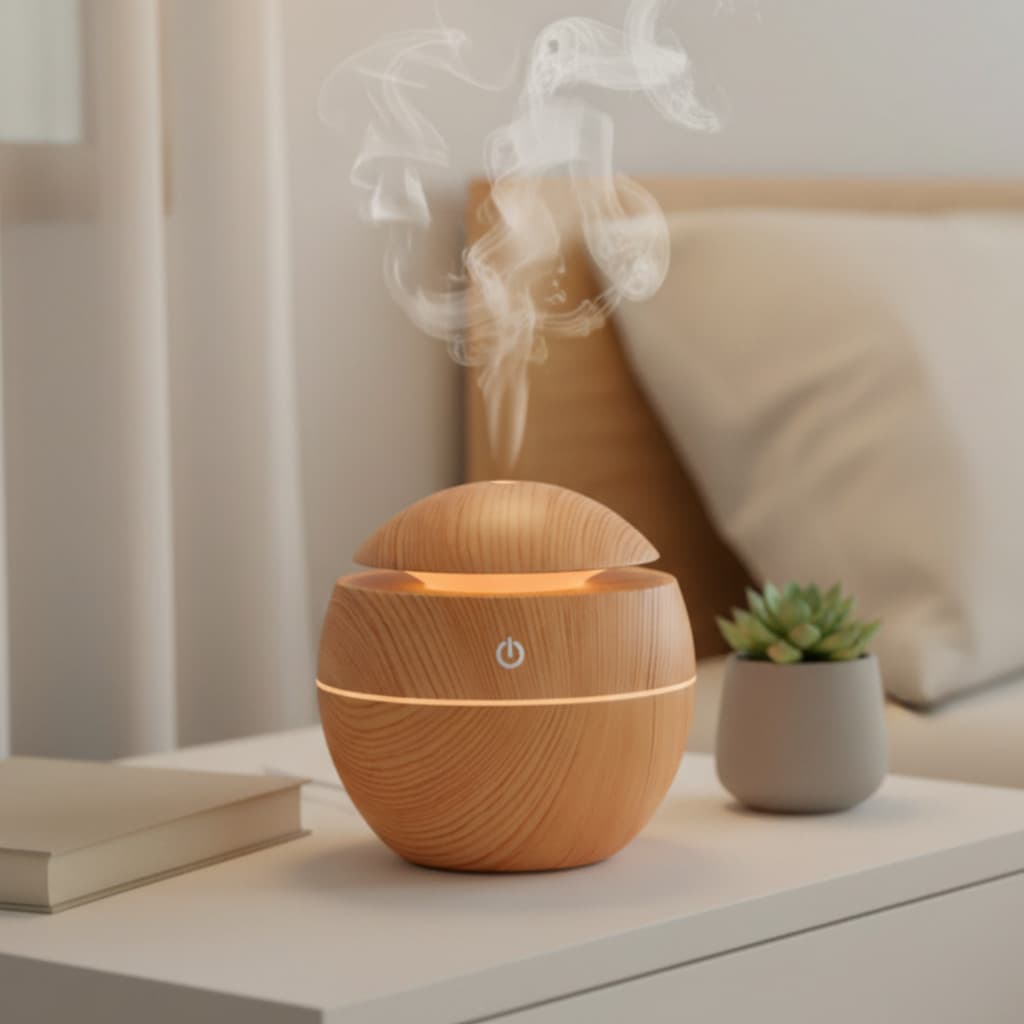 Umidificador de Ar Difusor de Óleos Essenciais 130ml Luz LED Decorativa