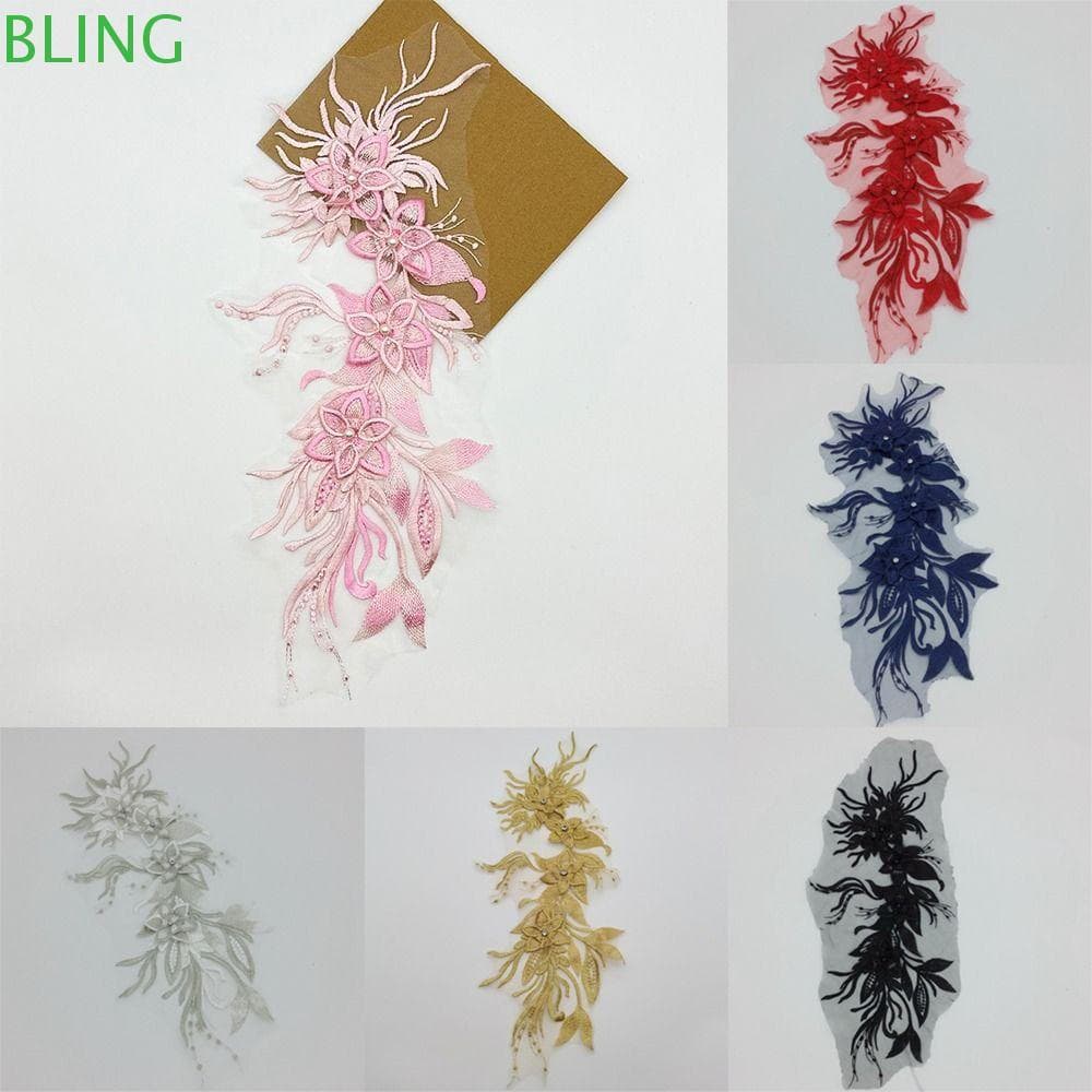 Patches Florais Bordados BLING , Remendos Coloridos De Bordado De Lantejoulas DIY , Costura De Flores Em