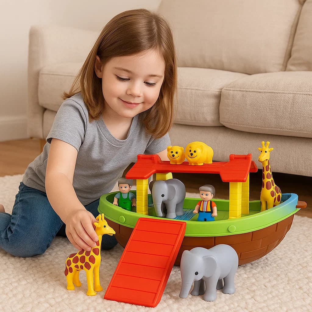 Arca Noé Montar Bonecos Animais Barco Navio Brinquedo Criança Presente Infantil