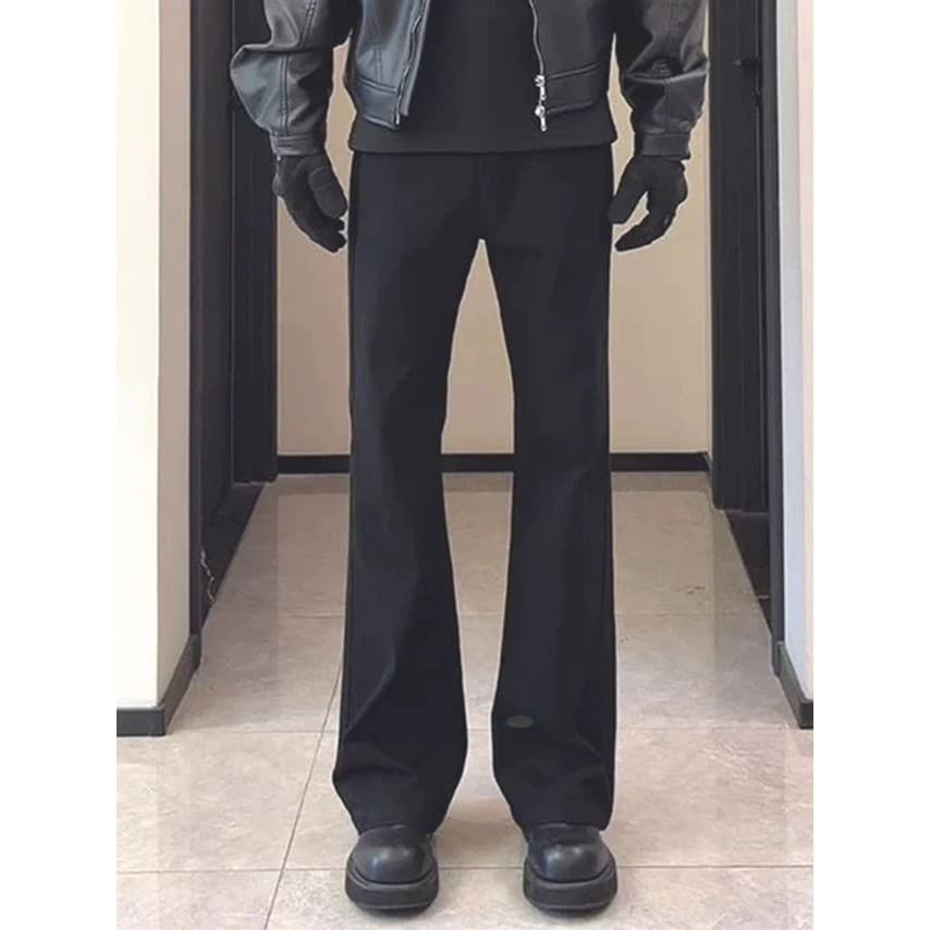 American Machete Micro-Flared Calças Masculinas Preto Mais Magro Olhar Calças Compridas Não-Ferro Pequeno Reto Estreito
