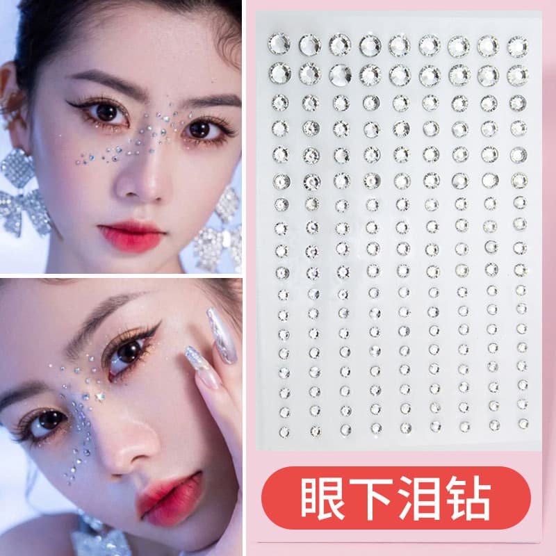 Produto autêntico lágrimas sob os olhos diamante pintado strass maquiagem adesivo acessórios faciais maquiagem para os o