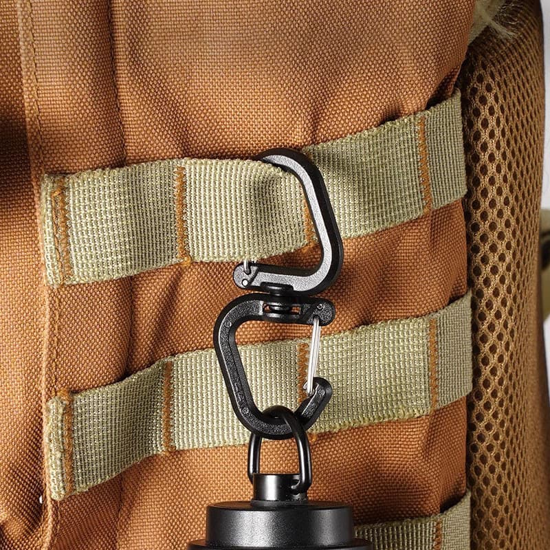 Acampamento ao ar livre dupla cabeça gancho rotativo plástico aço elástico mochila fivela gancho de plástico chaveiro fe