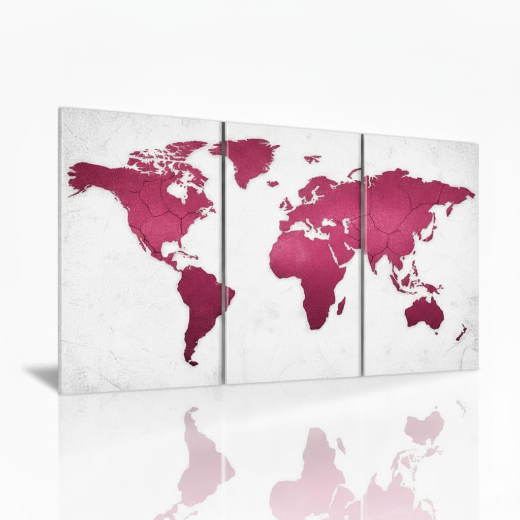 Quadros Decorativos 40x60 Mapa Mundi Tons Rosa Menina