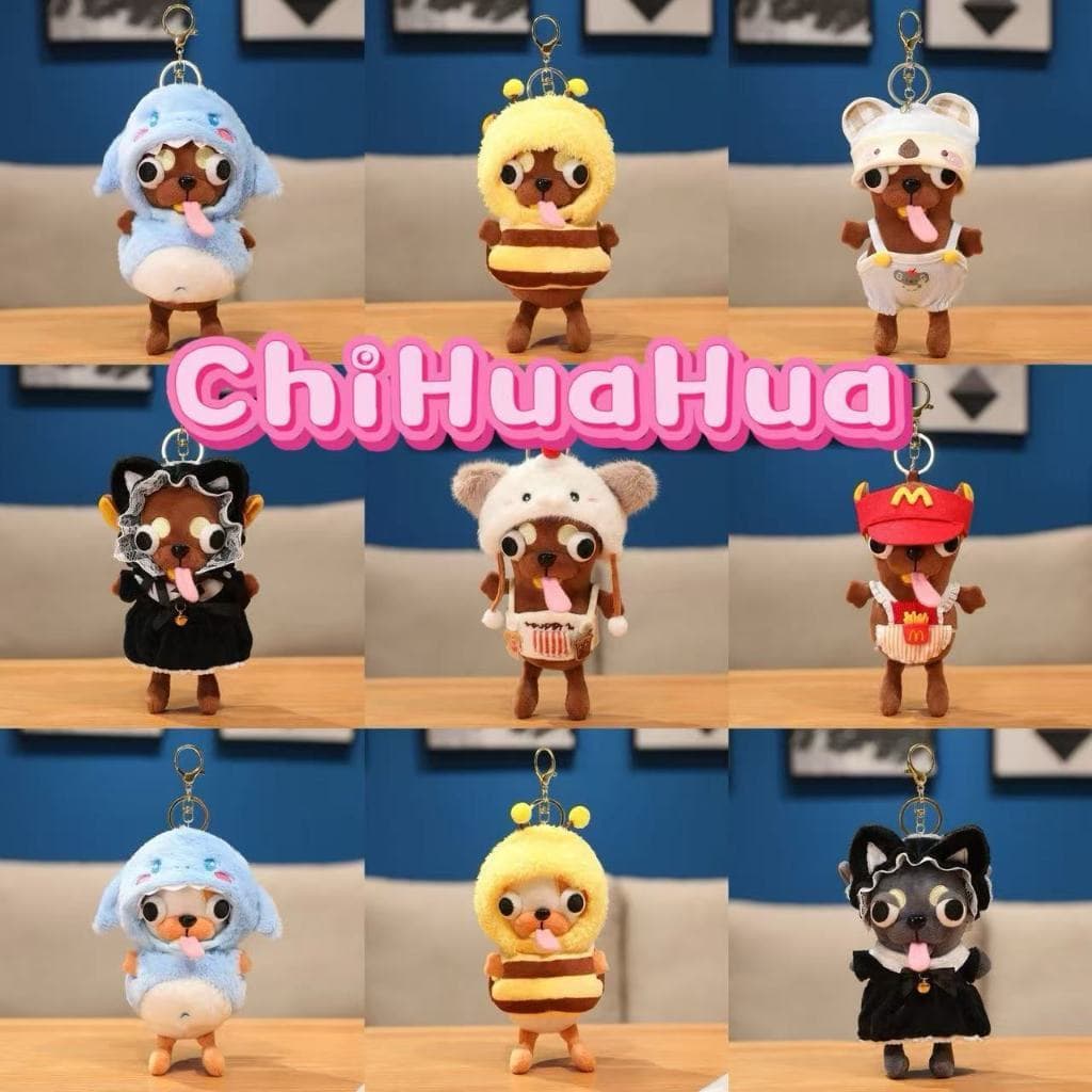 12cm Tudo Novo ! Engra莽ado Chihuahua Boneca De Pel煤cia Bonito C茫o Feio Brinquedo Grande Olhos Mutante Filhote De Cachorr