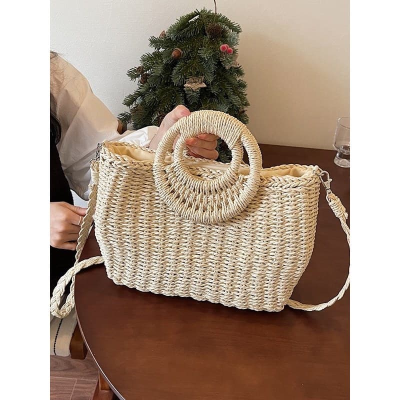bolsa transversal feminino Bolsa Verão Pastoral Retro saco de palha grande capacidade bolsa tecido sacola bolsa férias p