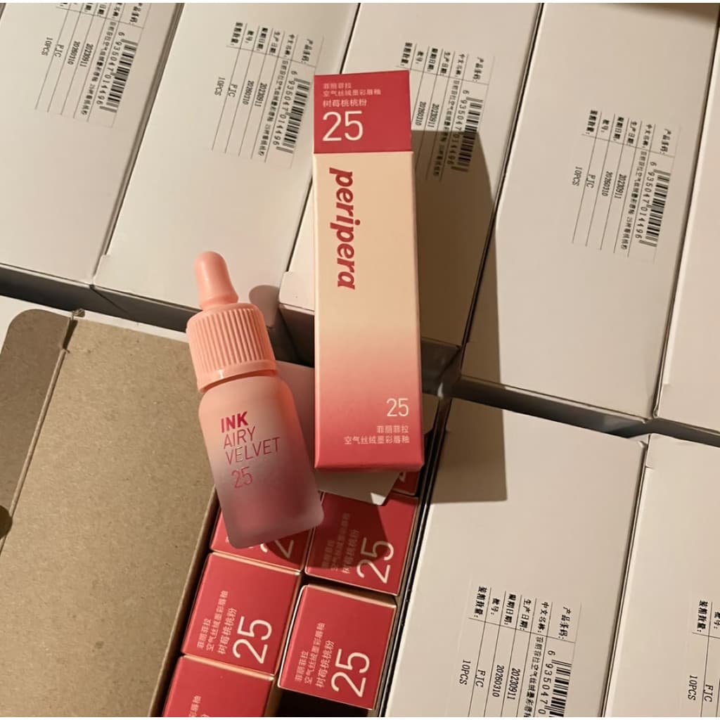 Mamadeira pequena das Filipinas Cor Framboesa No. 25 Air Velvet Ink Color Lip Gloss Lip Gloss expira em 26 de março