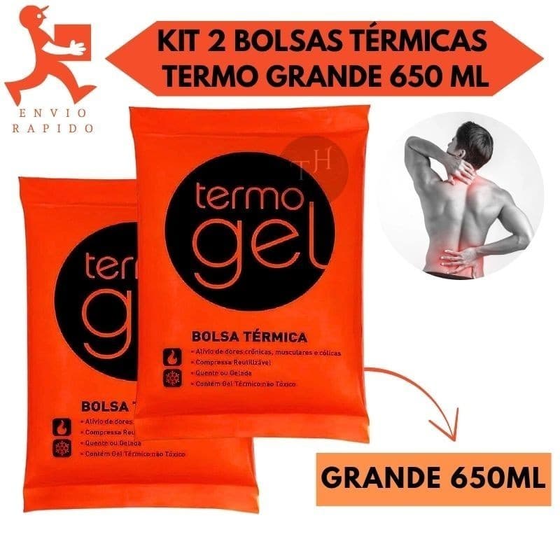Kit 2 Bolsas Térmicas TermoGel Grande Tamanho 650 ML Para Compressa Fria Ou Quente Alivio de Dores