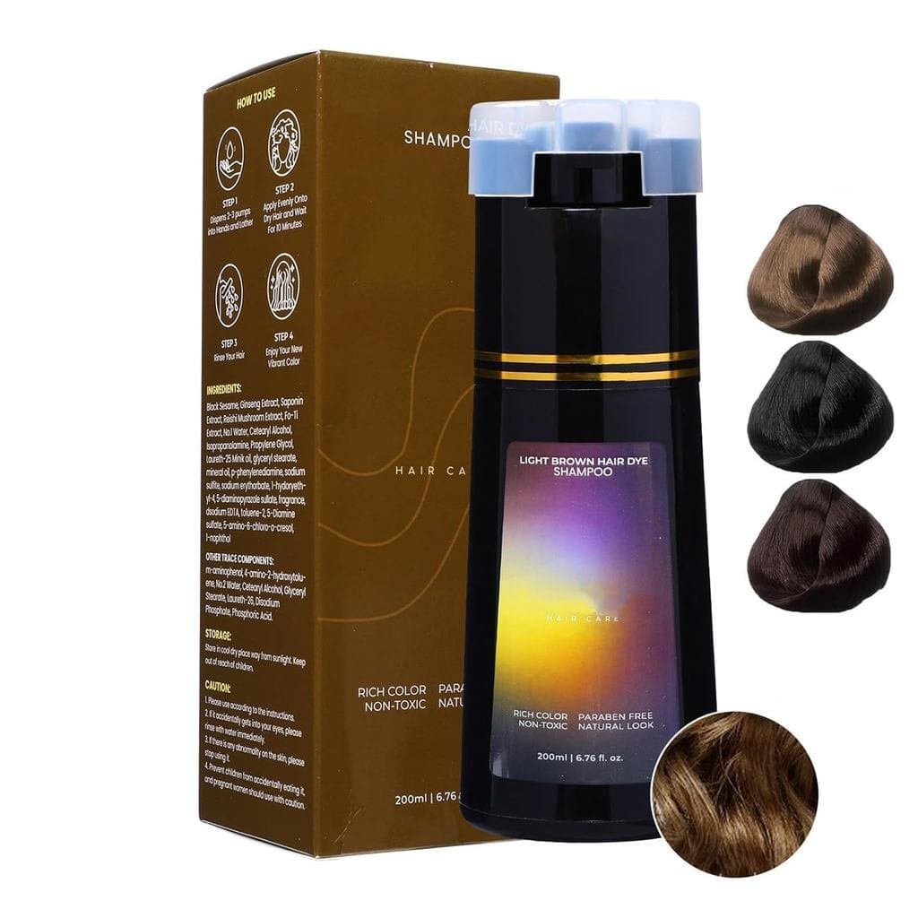 Shampoo Colorante para Cabelos Grisalhos, Shampoo de Coloração para Mulheres (Castanho Claro)