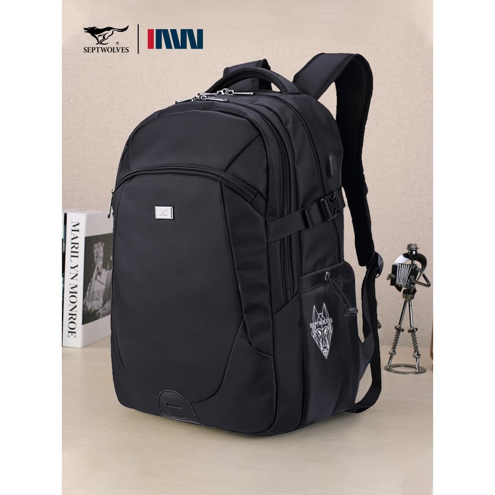 Sete lobos mochila masculina grande capacidade de viagem de negócios saco de computador saco de escola saco de bagagem