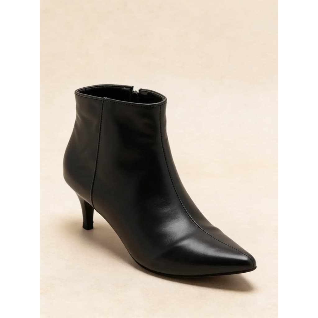 Bota Feminina Cano Curto Bico Fino 180125 Napa Preta
