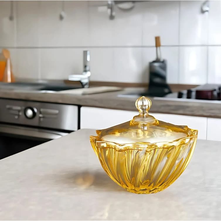 BOMBONIERE DE VIDRO PARIS GOLD 1,17L - EM CASA