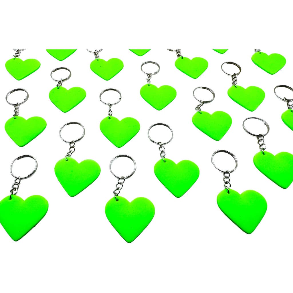 Chaveiro Coração Verde Neon 10un Lembrancinha Festa Cores