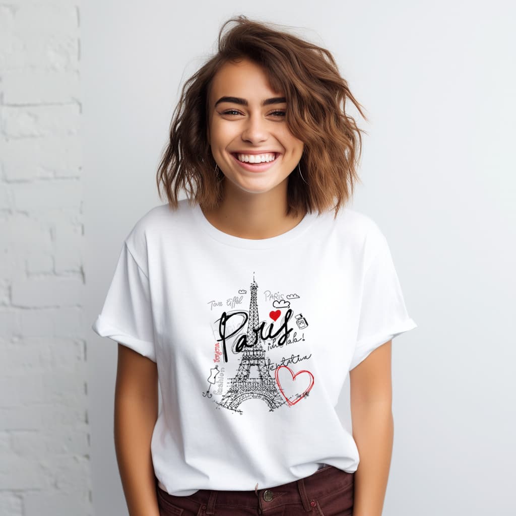 Camiseta Tshirt Feminina Estampa Amo Paris Torre Arte Urbana