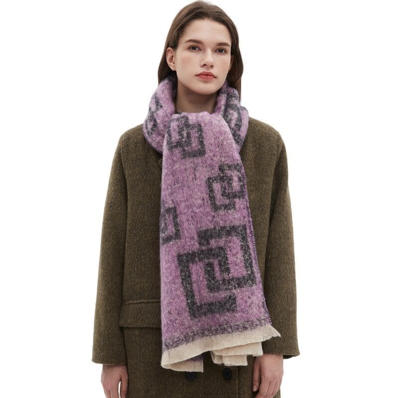Cachecol de Moda para Outono Inverno, Cachecol Jacquard Espesso e Aquecedor para Mulheres